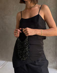 LUCA SILK LINEN CAMI - NOIR