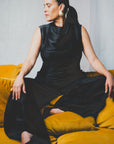 CELIA SILK LINEN TOP - NOIR