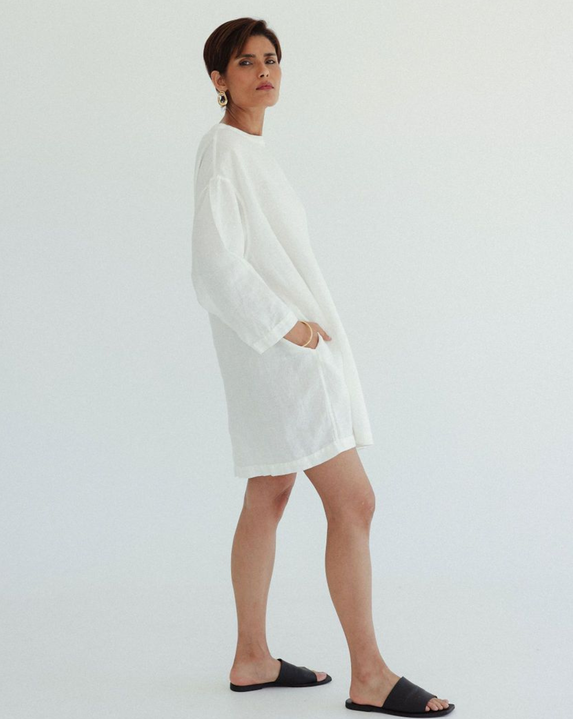 Tunic Linen Dress - Sundae White