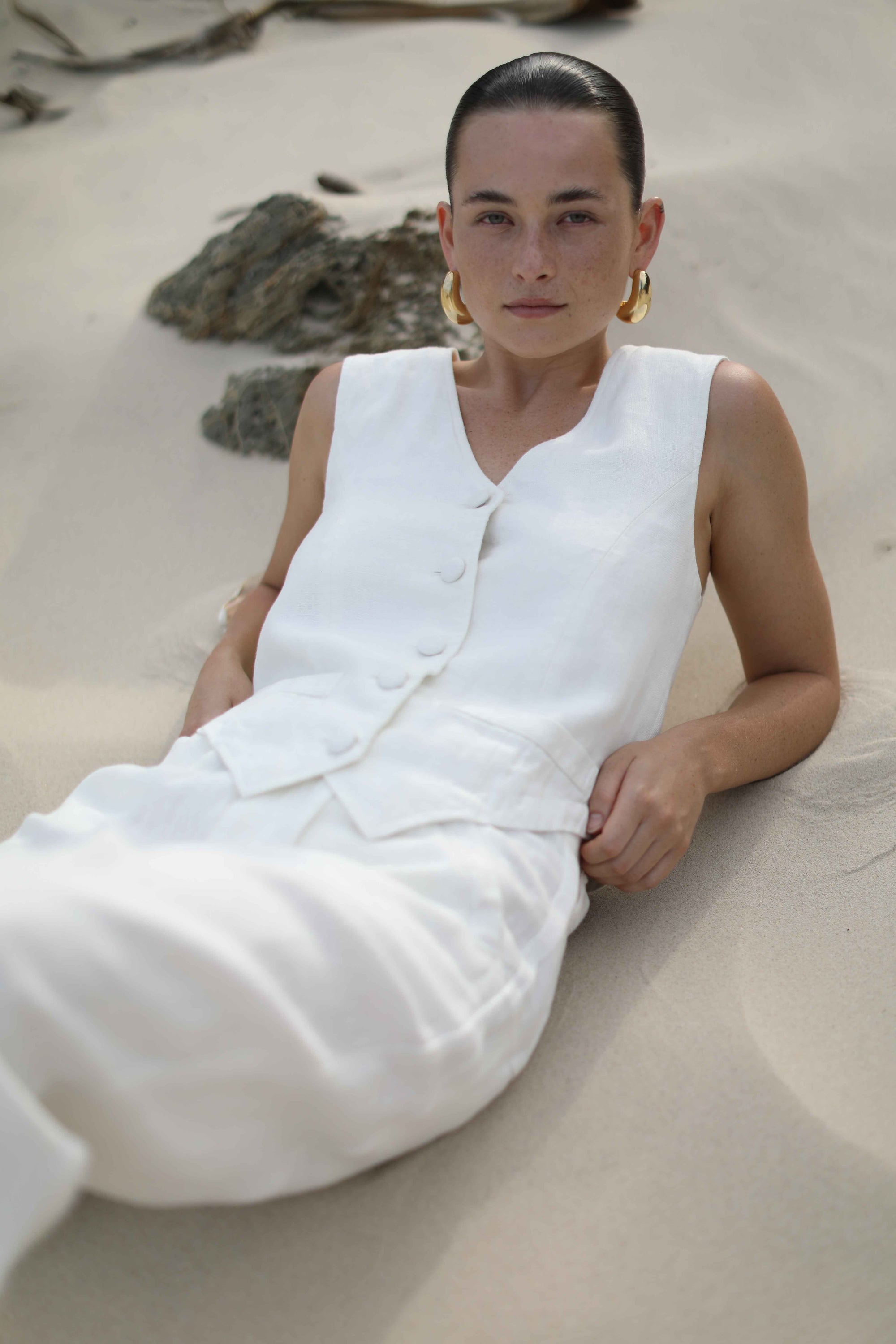 Tailored Vest (Petite)- Vintage White