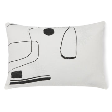 Lines on Linen Rectangle Cushion Sundae White