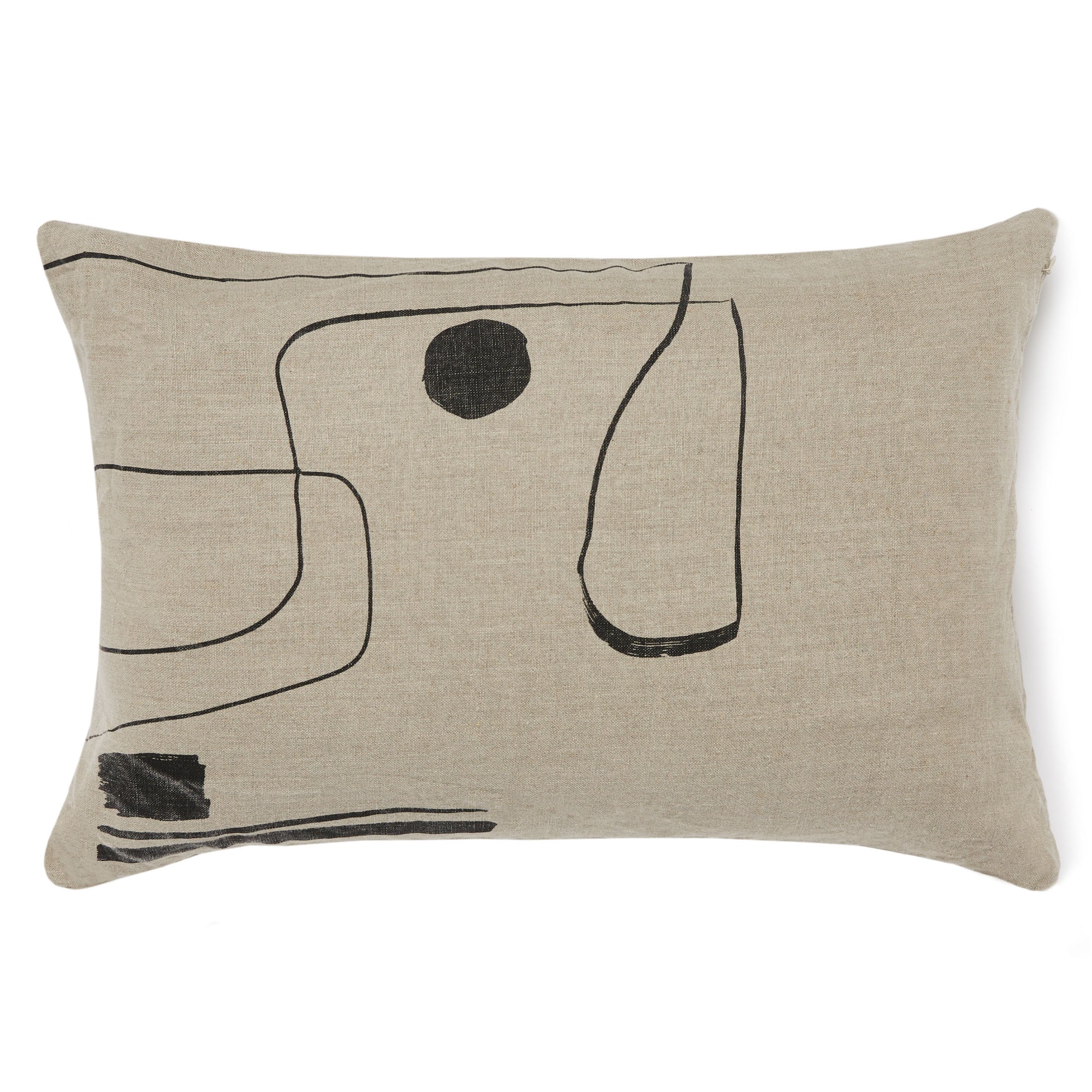 Lines on Linen Rectangle Cushion Natural