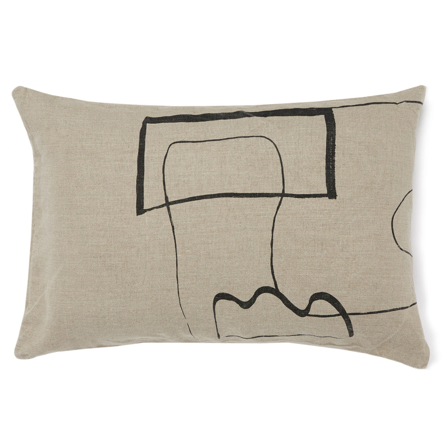 Lines on Linen Rectangle Cushion Natural