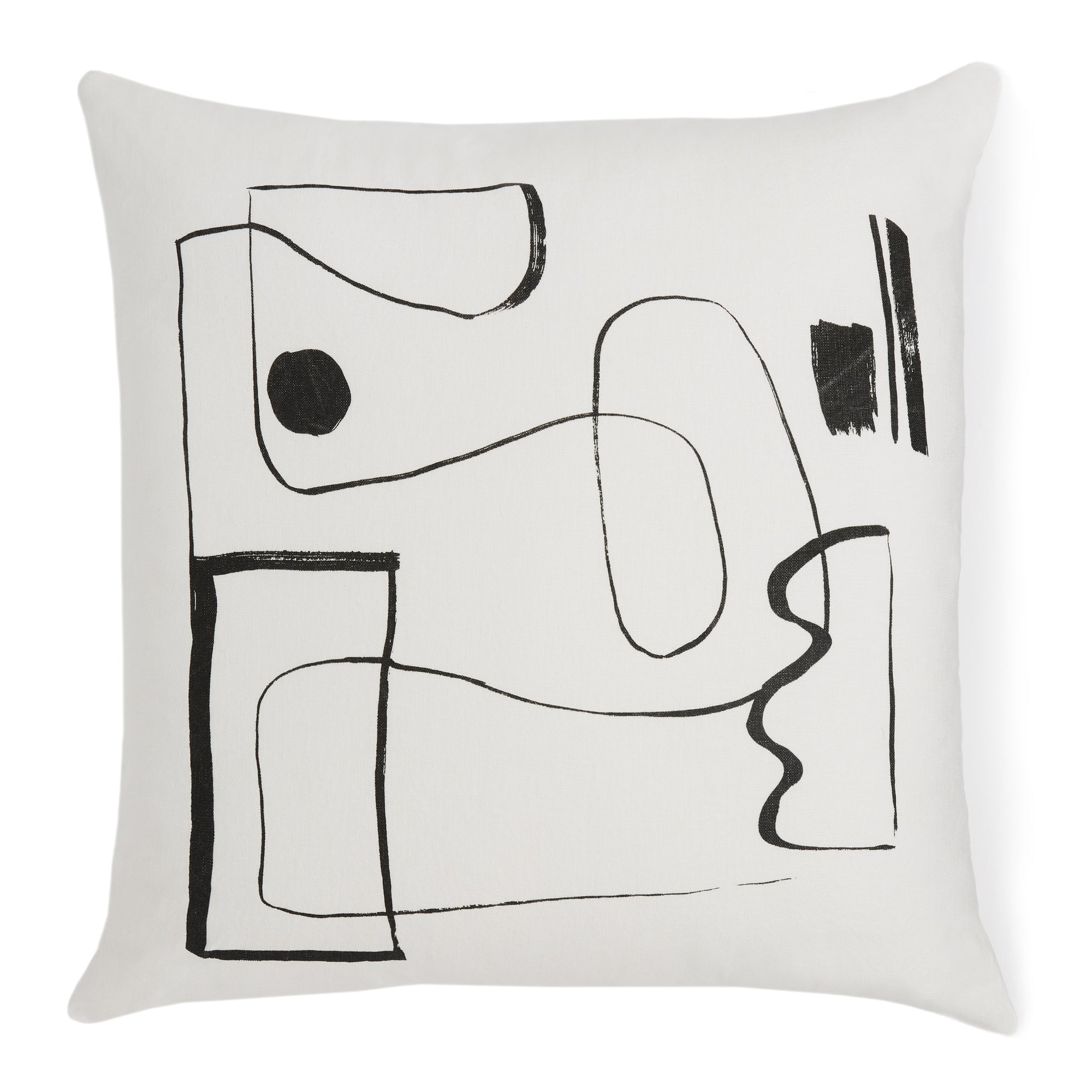 Lines on Linen Square Cushion Sundae White