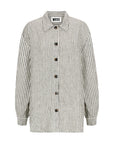 Oversized Linen Shirt - Charcoal Stripe