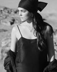 LUCA SILK LINEN CAMI - NOIR