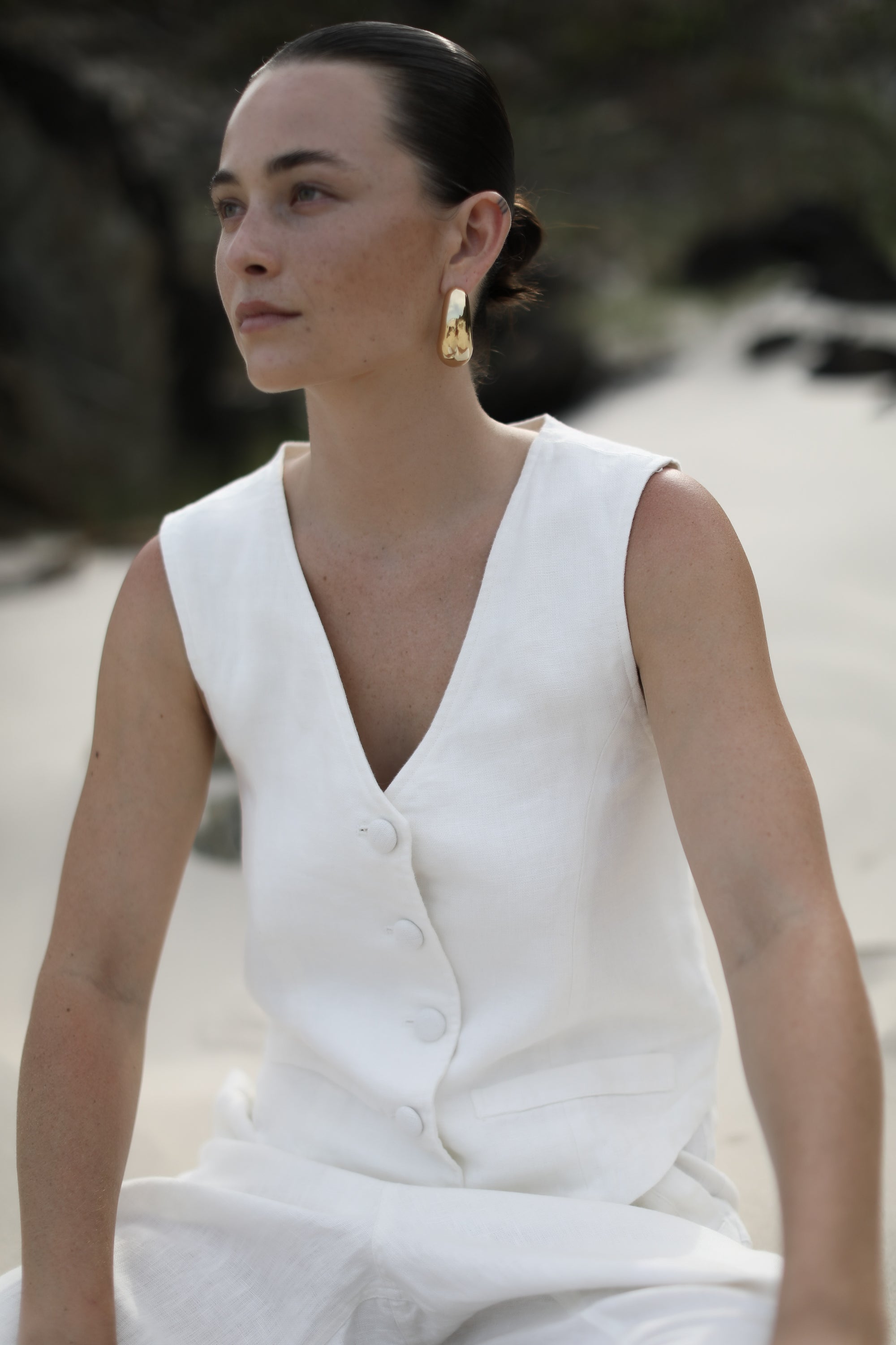 Tailored Vest (Petite)- Vintage White