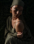 SILK LINEN SCARF - OLIVE