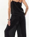LUCA SILK LINEN CAMI - NOIR