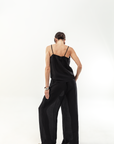 LUCA SILK LINEN CAMI - NOIR