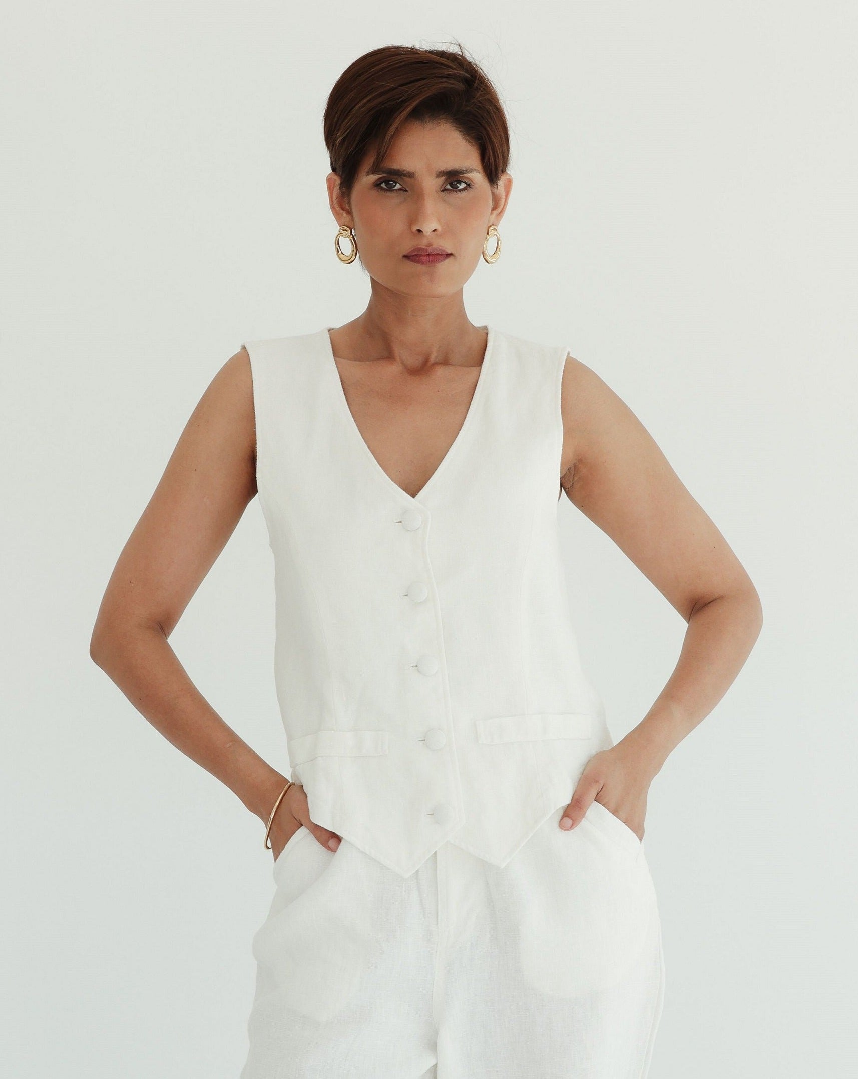 Tailored Vest (Petite)- Vintage White