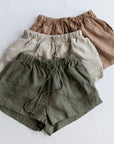 DRAWSTRING LINEN SHORT - EGG SHELL
