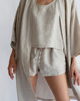 DRAWSTRING LINEN SHORT - EGG SHELL