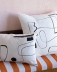 Lines on Linen Square Cushion Sundae White