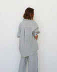 Oversized Linen Shirt - Charcoal Stripe