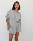 Oversized Linen Shirt - Charcoal Stripe