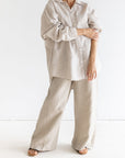 Wide Leg Linen Pant - Natural