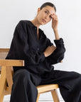 Oversized Linen Shirt - Noir