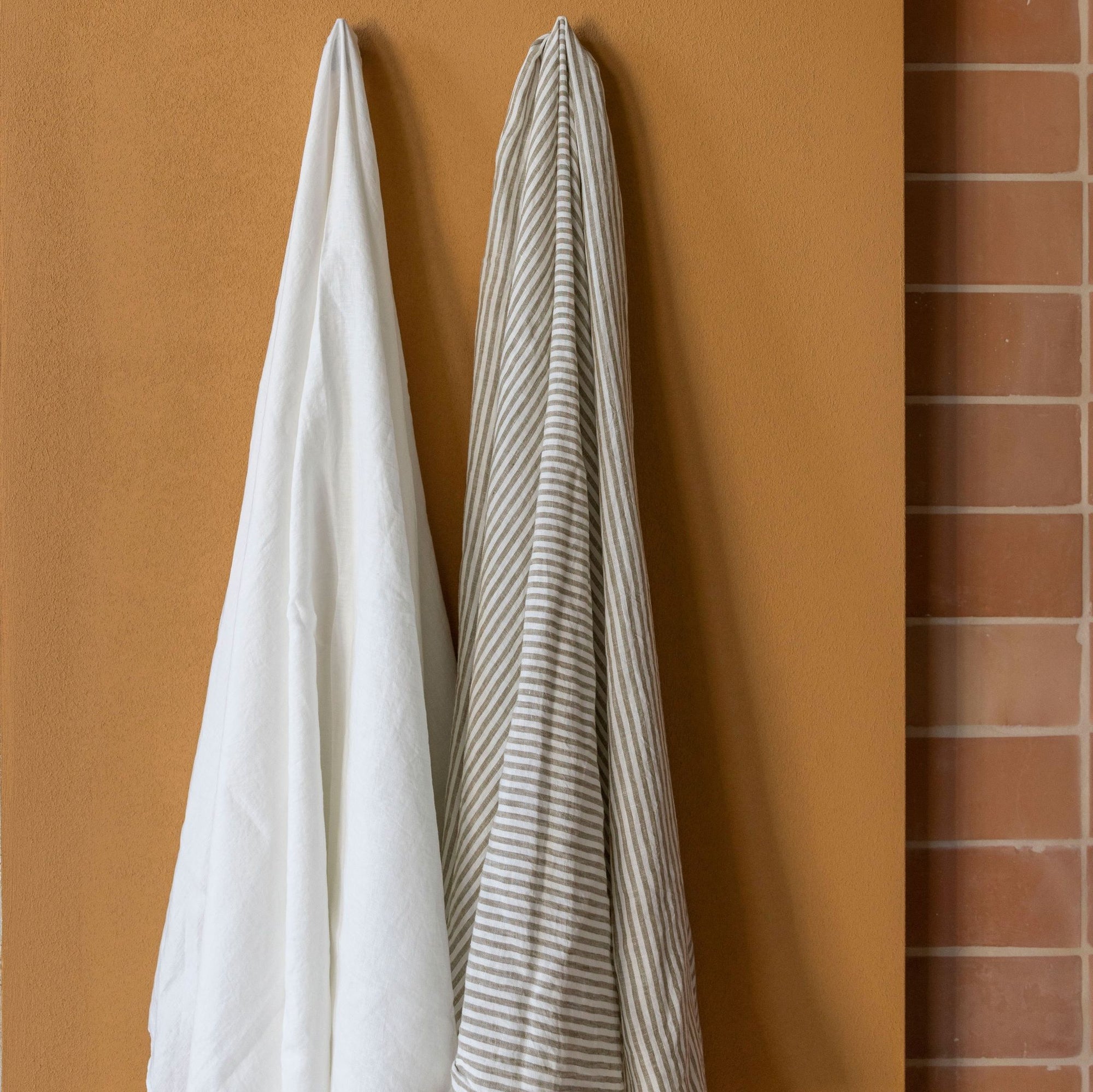 Olive Stripe Linen Towel