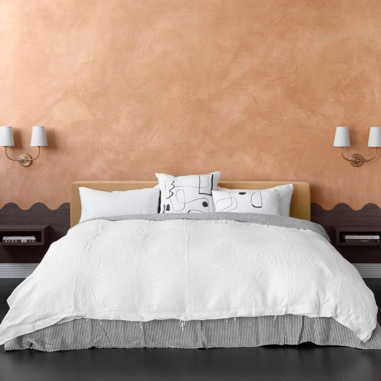 Lines on Linen Square Cushion Sundae White