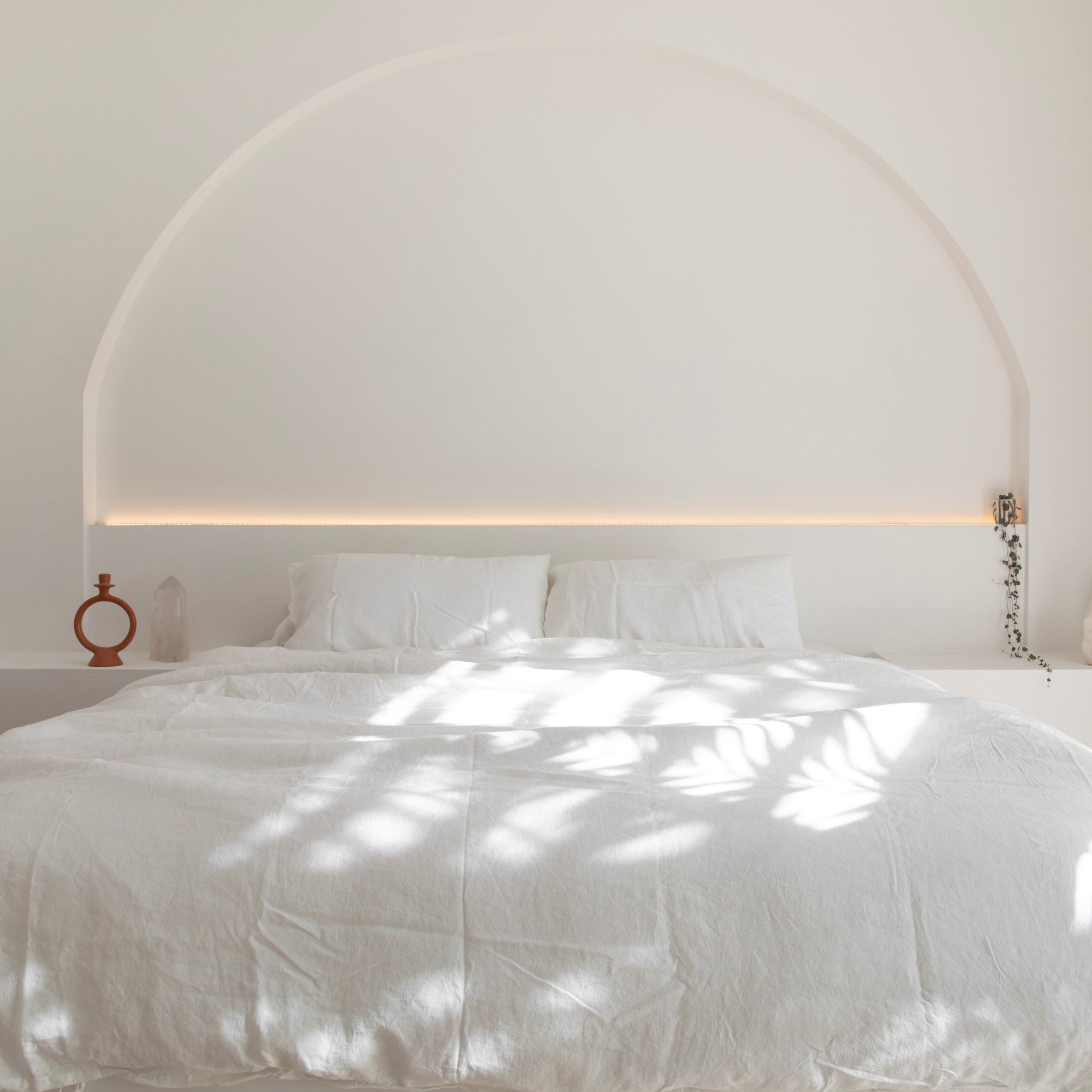 Sundae White Linen Pillowcase Set