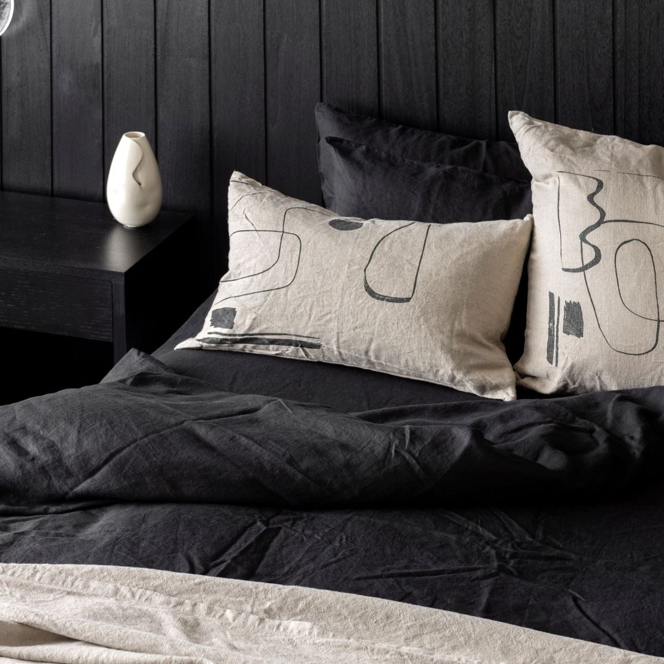 Lines on Linen Rectangle Cushion Natural