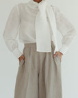 Lucia Tie Neck Blouse - White