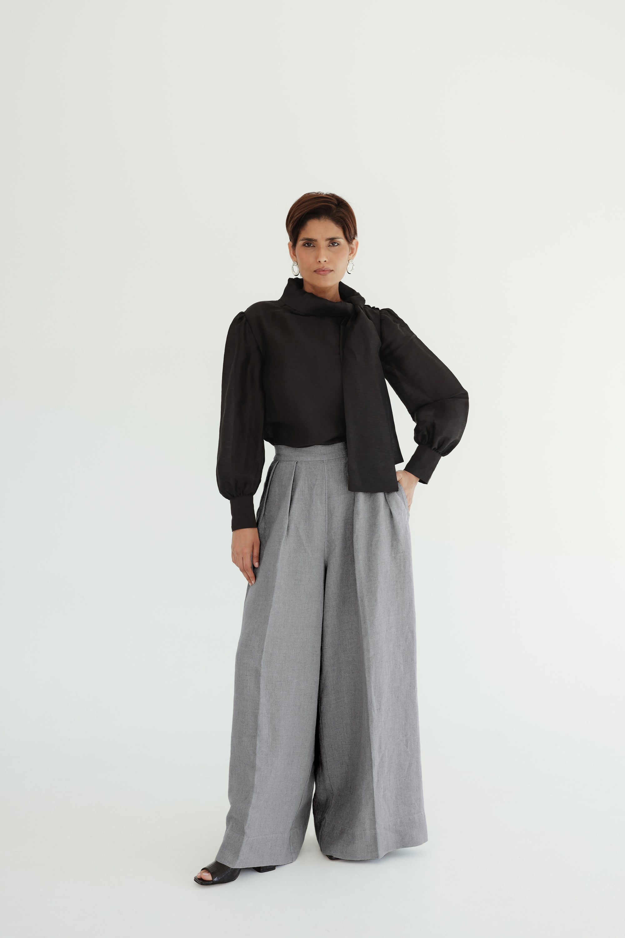 Gia Wide Leg Pant - Dark Grey