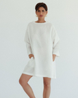 Tunic Linen Dress - Sundae White