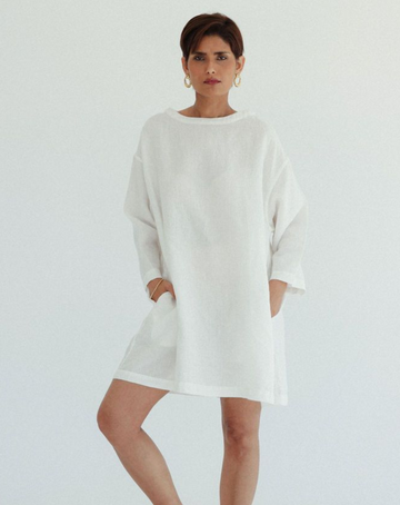Tunic Linen Dress - Sundae White