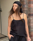 LUCA SILK LINEN CAMI - NOIR