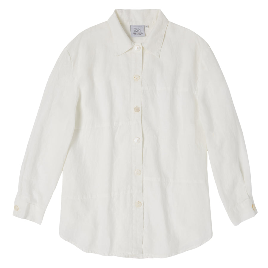 Oversized Linen Shirt - Sundae White