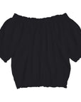 Ruffle Linen Crop - Noir