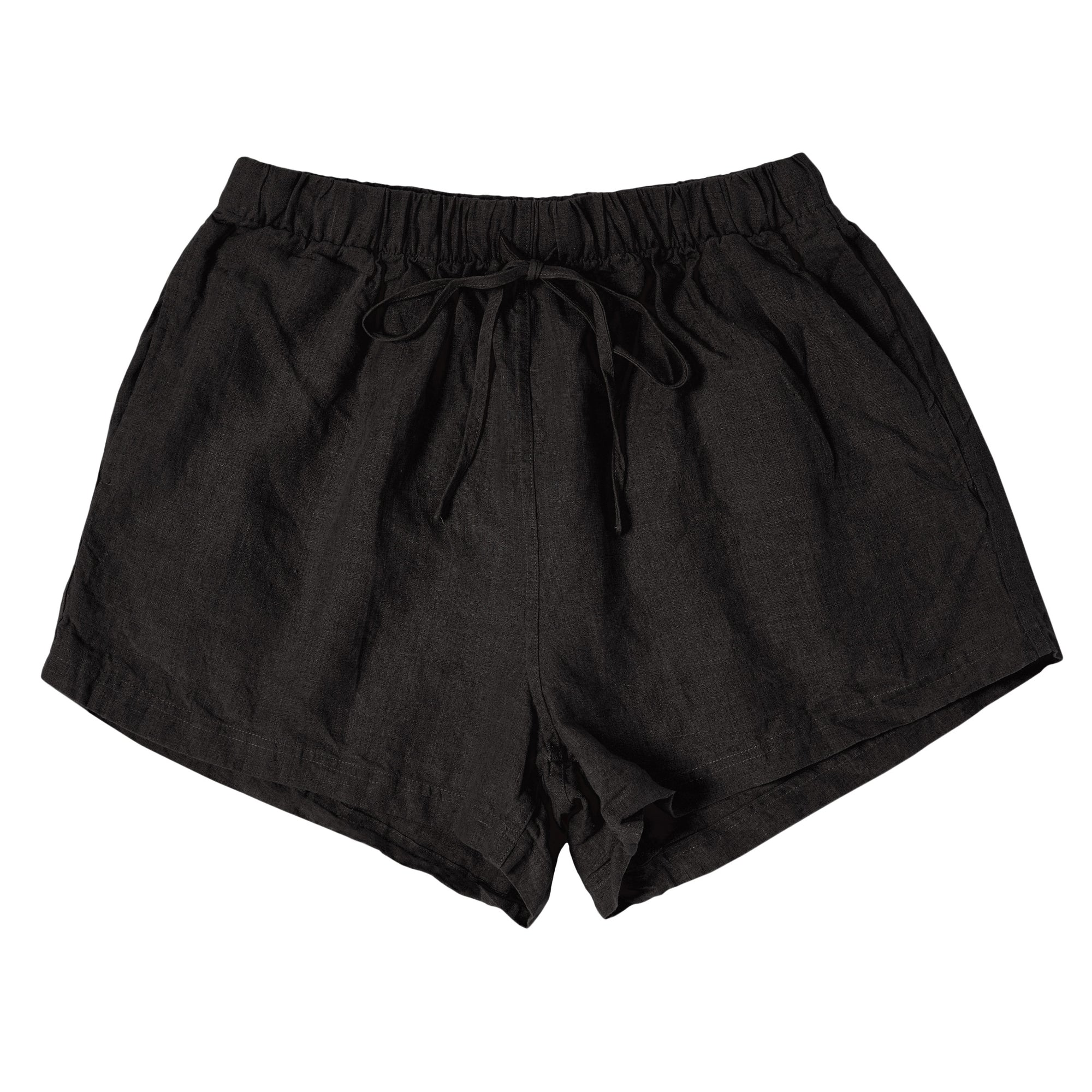 Drawstring Linen Short - Noir