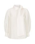 Lucia Tie Neck Blouse - White