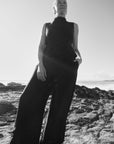 Celia Silk Linen Top - Noir