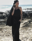 SILK LINEN SCARF - NOIR