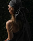 SILK LINEN SCARF - NOIR