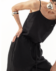 LUCA SILK LINEN CAMI - NOIR