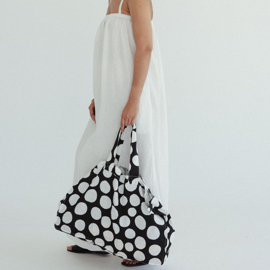 Linen Tote Bag Dot Print