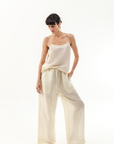 LUCA SILK LINEN CAMI - BONE