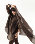 SILK LINEN SCARF - ESPRESSO