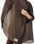 SILK LINEN SCARF - ESPRESSO