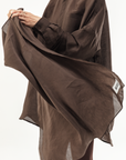 SILK LINEN SCARF - ESPRESSO