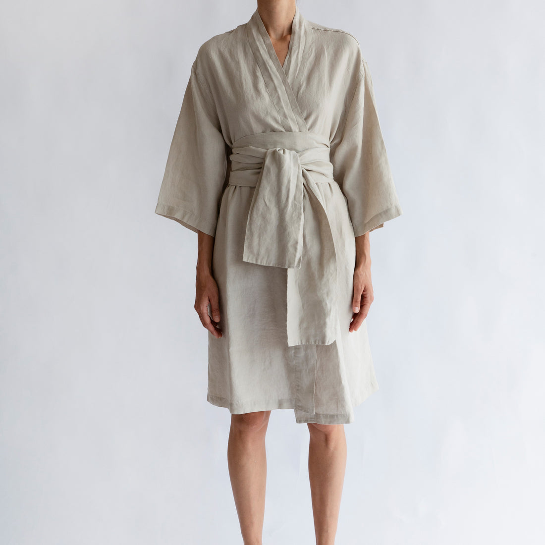 Linen Kimono Robe Egg Shell