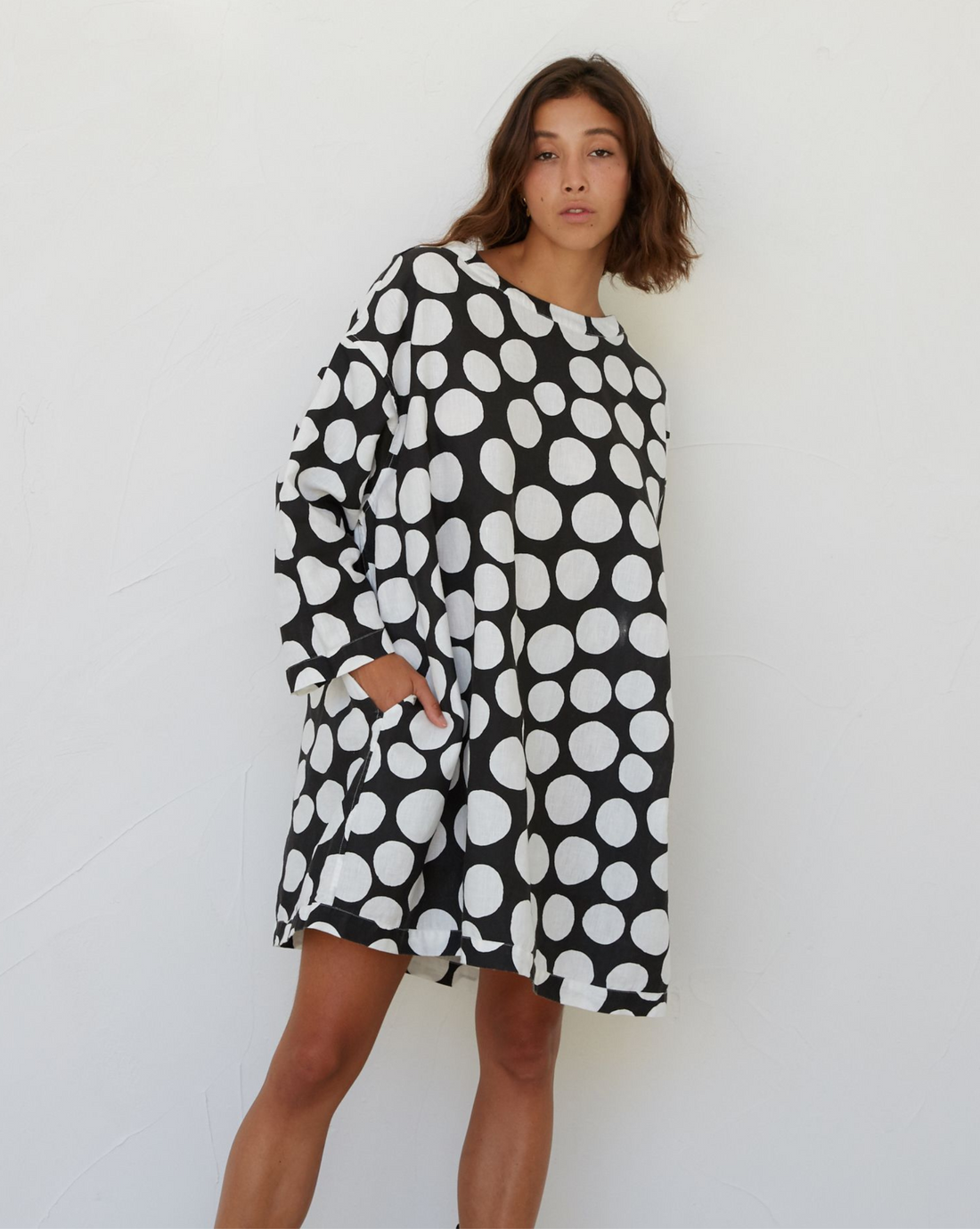 Tunic Linen Dress - Dot Print