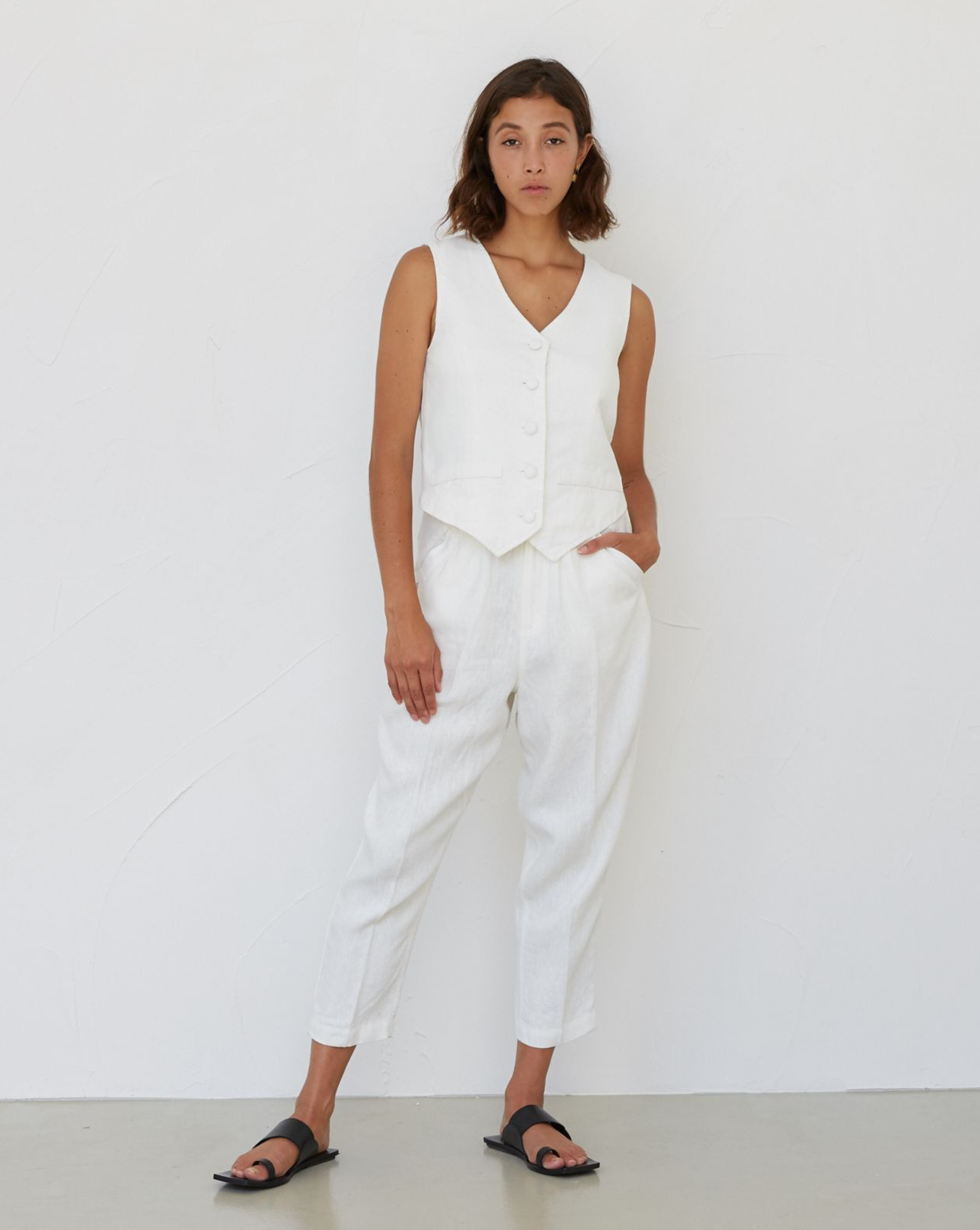 Tailored Vest (Petite)- Vintage White