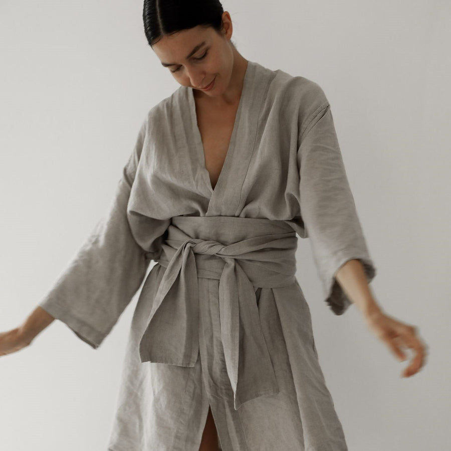 Linen Kimono Robe Natural