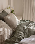 Olive Stripe Linen Pillowcase Set