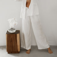 Drawstring Linen Pant - Sundae White